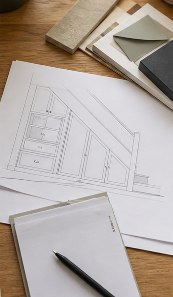 Bespoke storage drawing with finish samples