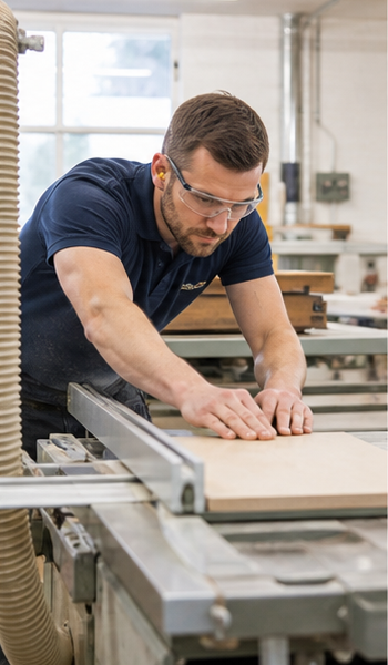 Craftsperson preparing made-to-measure storage